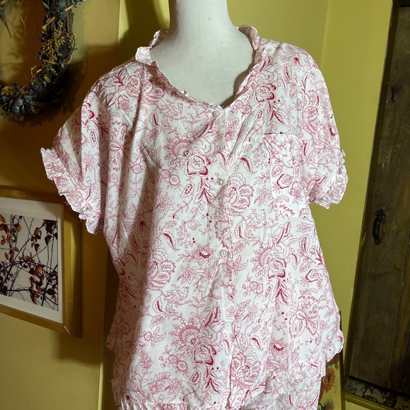 Vtg VERMONT COMPANY STORE Size 1X PJ Pajama White & Red Button Front Bloomer USA - Picture 11 of 16